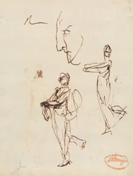 Studio di due figure e un volto